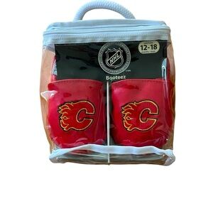 NHL Calgary Flames Baby Booties | Red Faux Leather Slip-On 12–18 Months NWT